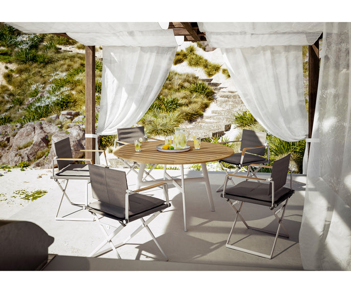 Modern Dedon Seax Round Outdoor Dining Table in mineral composite – Casa Design Group