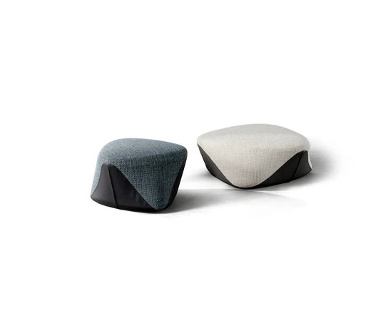 Seki organic upholstered pouf by Bonaldo with sculptural design in fabric or leather | Casa Design Group
