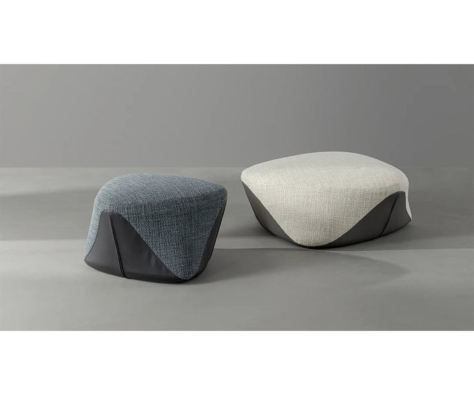 Seki organic upholstered pouf by Bonaldo with sculptural design in fabric or leather | Casa Design Group