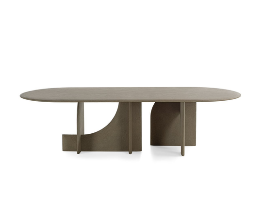Selce T Table floor sample by Gallotti&Radice featuring a handcrafted Bruciato natural stone powder top – Casa Design Group