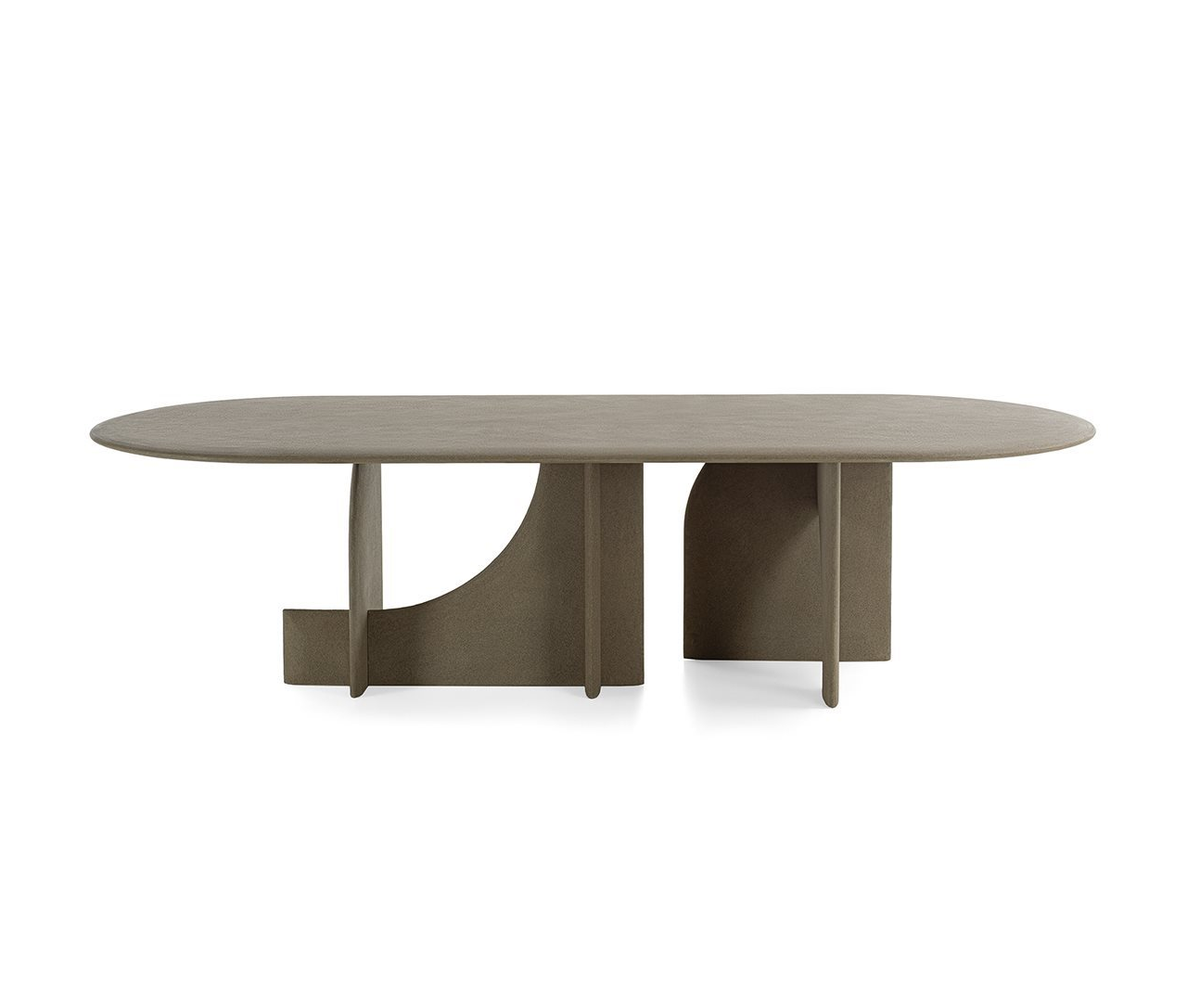 Selce T Table floor sample by Gallotti&Radice featuring a handcrafted Bruciato natural stone powder top – Casa Design Group