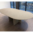 Selce T Table floor sample by Gallotti&Radice featuring a handcrafted Bruciato natural stone powder top – Casa Design Group
