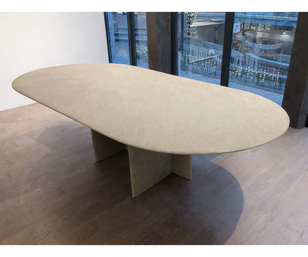 Selce T Table floor sample by Gallotti&Radice featuring a handcrafted Bruciato natural stone powder top – Casa Design Group