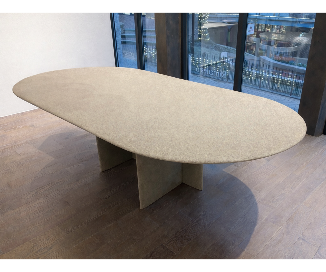 Selce T Table floor sample by Gallotti&Radice featuring a handcrafted Bruciato natural stone powder top – Casa Design Group
