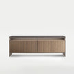 Self Blade Modular Storage System with suspended cabinets, slim aluminum panels and customizable glass or marble finishes by Rimadesio | Casa Design Group