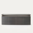 Self Blade Modular Storage System with suspended cabinets, slim aluminum panels and customizable glass or marble finishes by Rimadesio | Casa Design Group