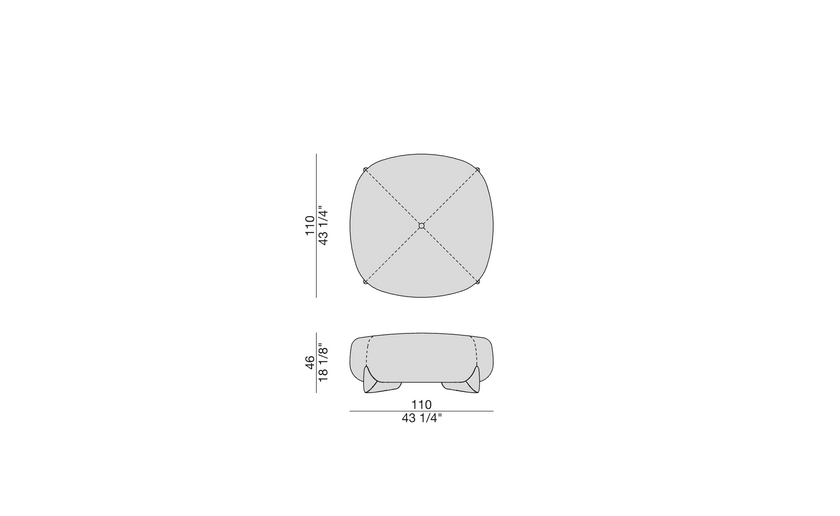 High End Softbay Pouf by Porada Casa Design Group