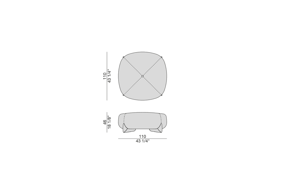 High End Softbay Pouf by Porada Casa Design Group
