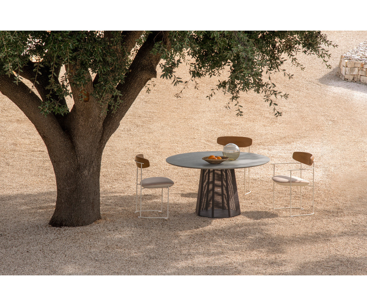 Stylish Sophie Outdoor Dining Table with Natural Stone or Ash Top by Potocco | Casa Design Group