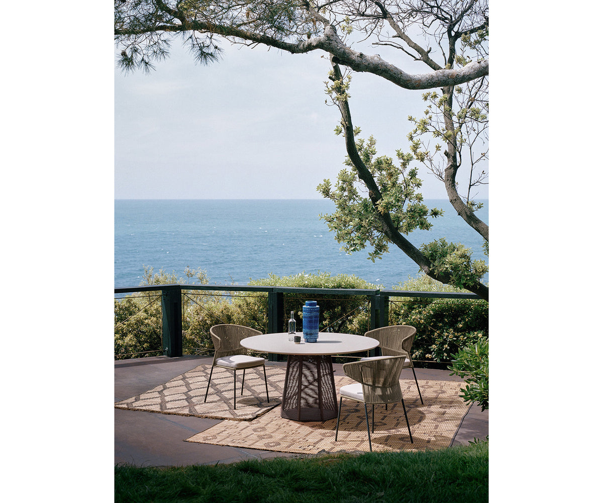 Stylish Sophie Outdoor Dining Table with Natural Stone or Ash Top by Potocco | Casa Design Group