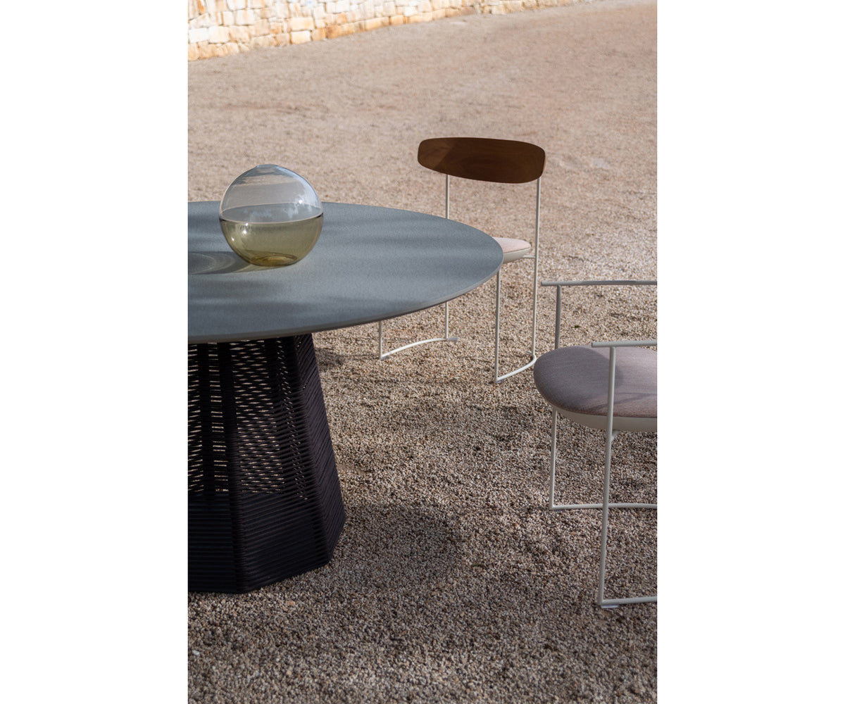 Stylish Sophie Outdoor Dining Table with Natural Stone or Ash Top by Potocco | Casa Design Group