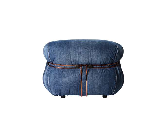 Soriana Lounge Chair Denim Crafted by Roy Roger's® by Cassina designed by Afra & Tobia Scarpa.