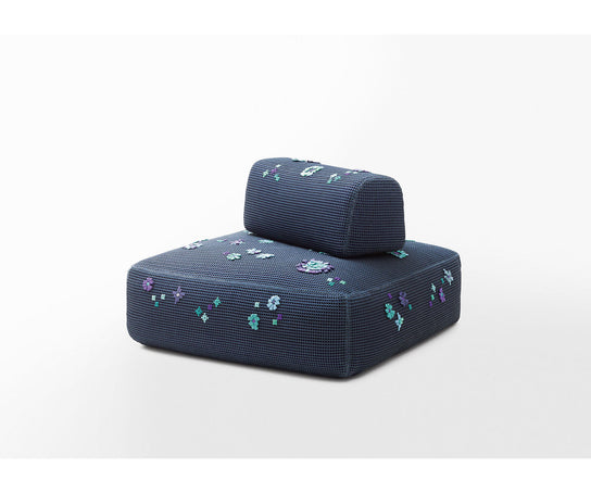 Customizable Spring Outdoor Pouf by Paola Lenti with Hand-Embroidered Kimia Fabric Casa Design Group