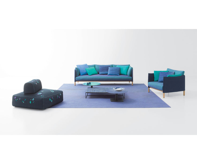 Customizable Spring Outdoor Pouf by Paola Lenti with Hand-Embroidered Kimia Fabric Casa Design Group