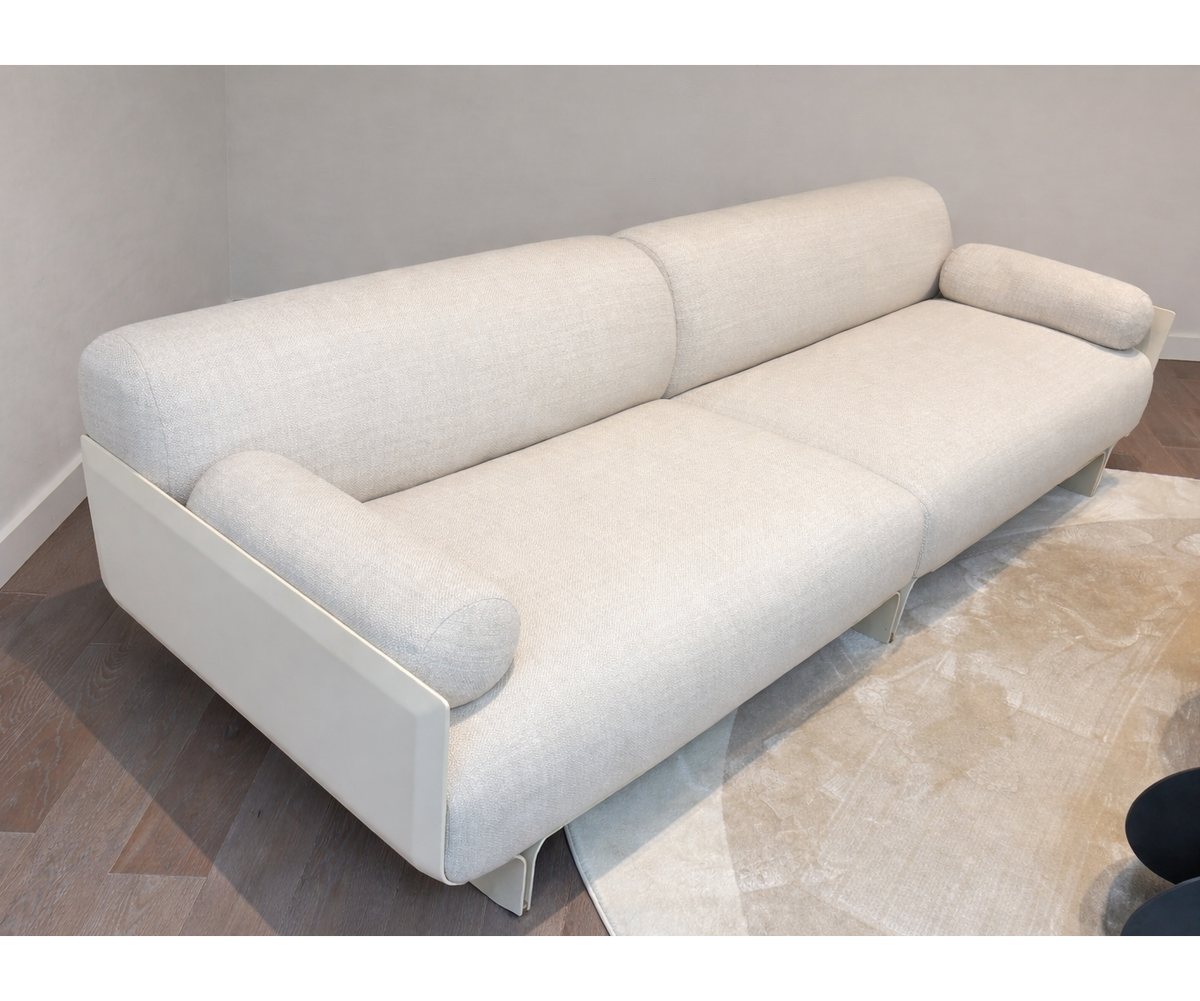 Stami Sofa floor sample, lacquered base, and Cozy Cream fabric – Casa Design Group
