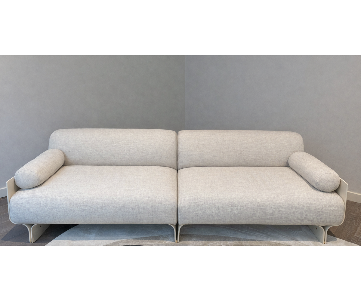 Stami Sofa floor sample, lacquered base, and Cozy Cream fabric – Casa Design Group