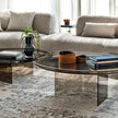 Standard Coffee Table with irregular curved bronze glass top and sculptural concave glass base by Cattelan Italia | Casa Design Group