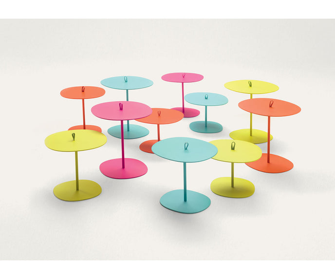 Modern Strap Outdoor Side Table by Paola Lenti with Unique Enamelled Copper Top Casa Design Group
