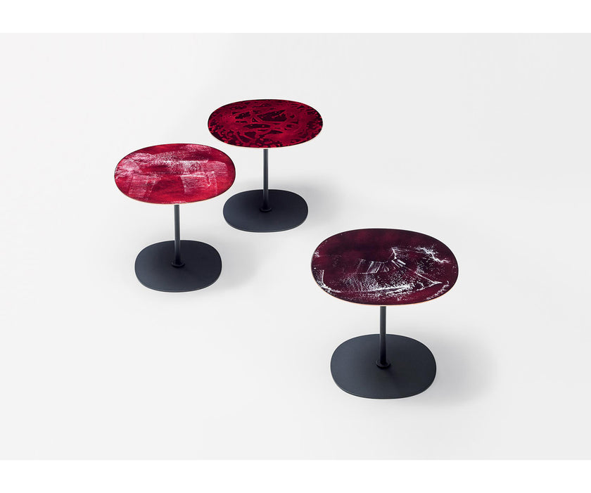 Modern Strap Outdoor Side Table by Paola Lenti with Unique Enamelled Copper Top Casa Design Group