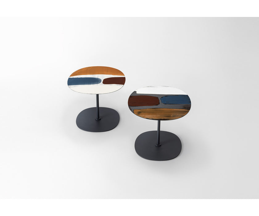 Modern Strap Outdoor Side Table by Paola Lenti with Unique Enamelled Copper Top Casa Design Group