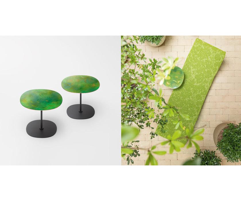 Modern Strap Outdoor Side Table by Paola Lenti with Unique Enamelled Copper Top Casa Design Group