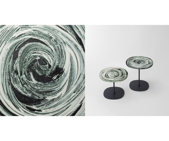 Modern Strap Outdoor Side Table by Paola Lenti with Unique Enamelled Copper Top Casa Design Group