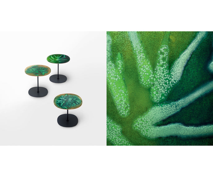Modern Strap Outdoor Side Table by Paola Lenti with Unique Enamelled Copper Top Casa Design Group