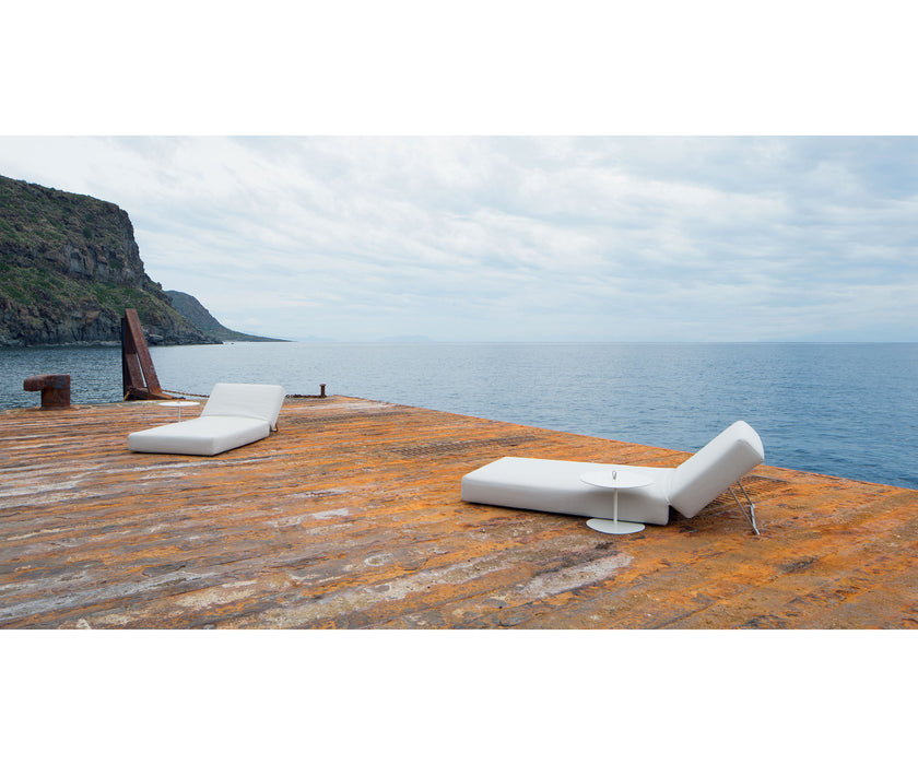 Modern Strap Outdoor Side Table by Paola Lenti with Unique Enamelled Copper Top Casa Design Group