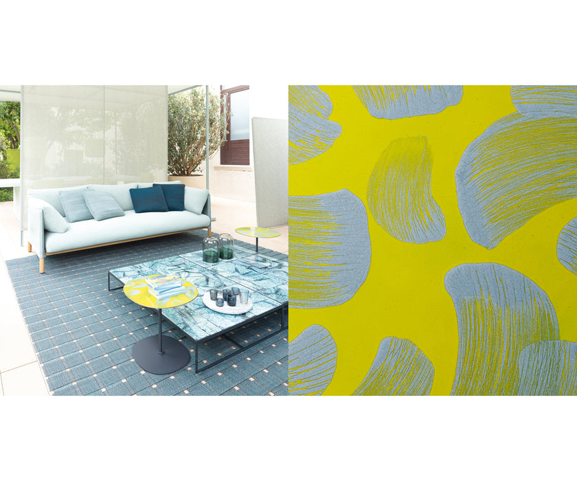 Modern Strap Outdoor Side Table by Paola Lenti with Unique Enamelled Copper Top Casa Design Group