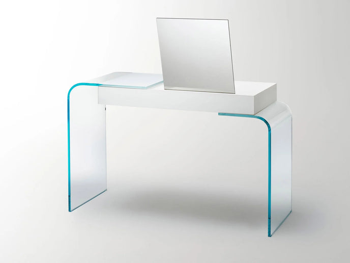 Strata glass vanity with double-faced mirror by Yabu Pushelberg for Glas Italia | Casa Design Group
