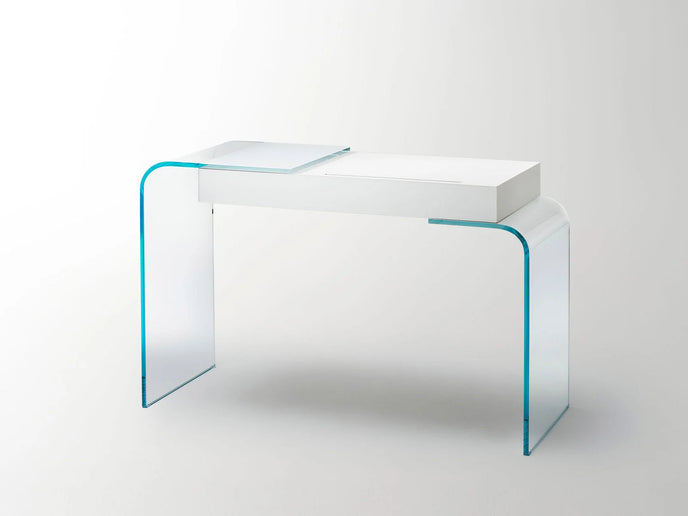Strata glass vanity with double-faced mirror by Yabu Pushelberg for Glas Italia | Casa Design Group