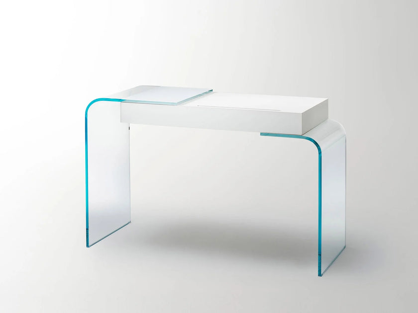Strata glass vanity with double-faced mirror by Yabu Pushelberg for Glas Italia | Casa Design Group
