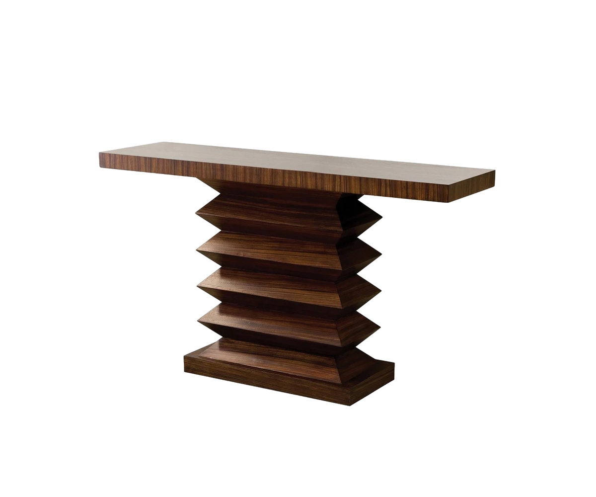 Zig Zag Console Table by Global Views featuring a unique zebra wood finish and accordion base Casa Design Group