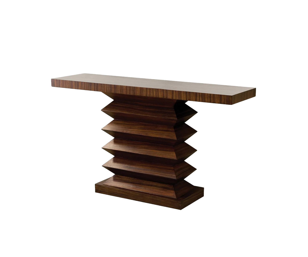 Zig Zag Console Table by Global Views featuring a unique zebra wood finish and accordion base Casa Design Group