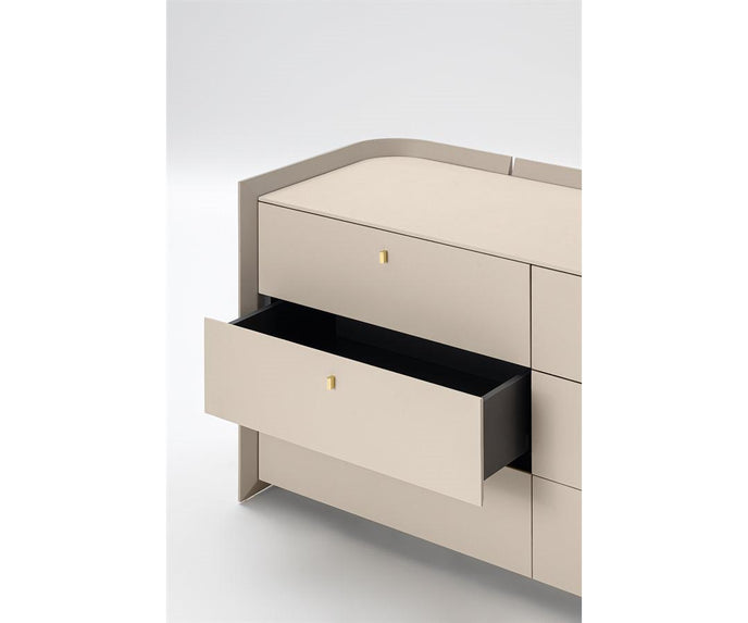 Luxury Sunset Dresser by Studiopepe with Curved Wood Design and Brass Details | Casa Design Group