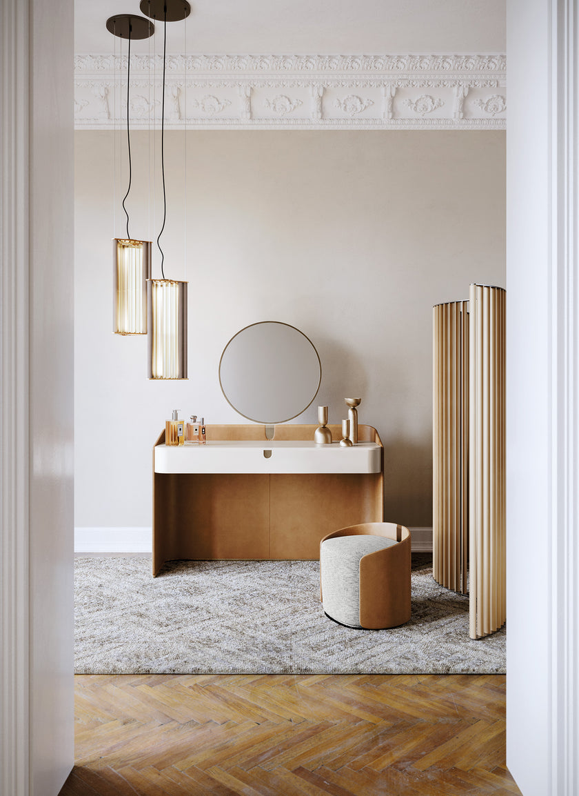Suite refined leather vanity with mirror by Capital Collection | Casa Design Group