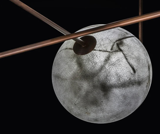 Superb-all horizontal ceiling light by Henge designed by Massimo Castagna with fiberglass spheres and LED lighting Casa Design Group