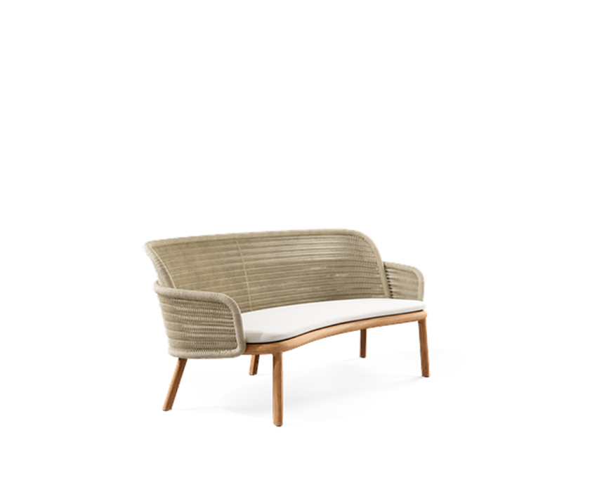 Elegant Suro Outdoor Sofa by Tribù with teak wood and braided rope | Casa Design Group