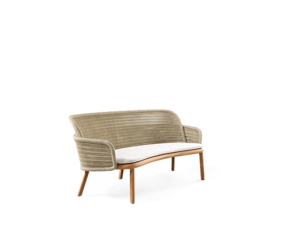 Elegant Suro Outdoor Sofa by Tribù with teak wood and braided rope | Casa Design Group