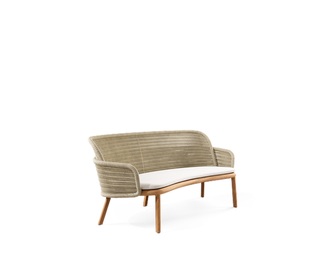 Elegant Suro Outdoor Sofa by Tribù with teak wood and braided rope | Casa Design Group