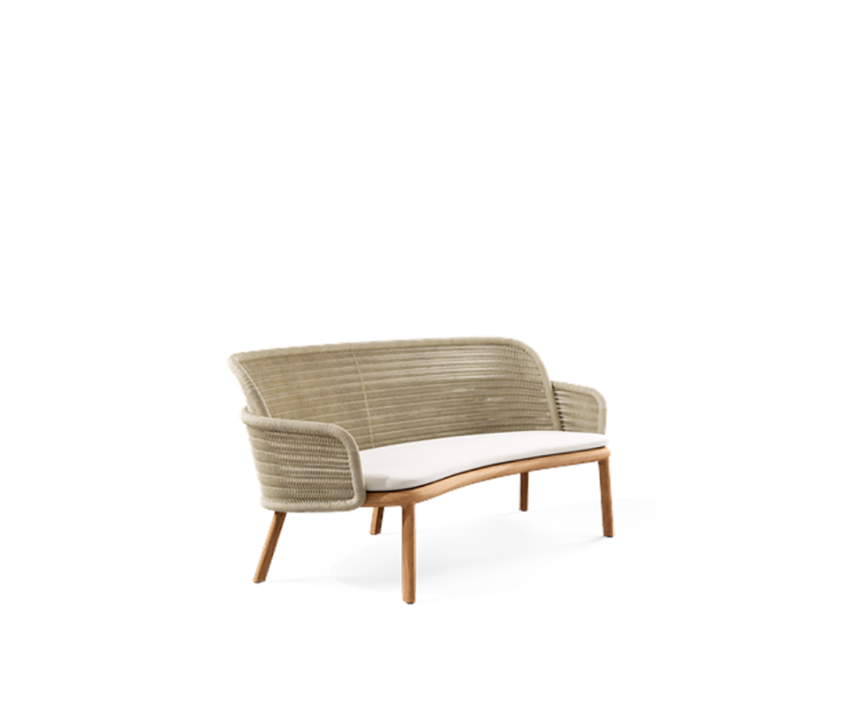 Elegant Suro Outdoor Sofa by Tribù with teak wood and braided rope | Casa Design Group