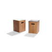 Tairu sculptural teak and lava stone side table by Tribù | Casa Design Group