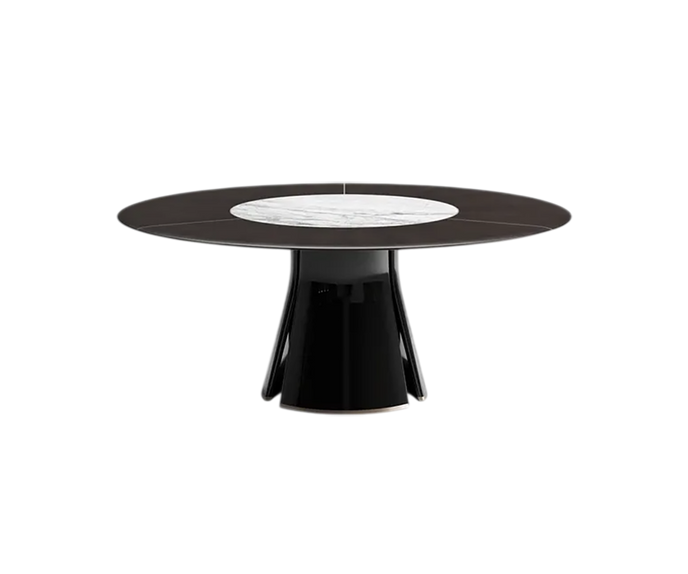 Talos R Round Dining Table with Marble Lazy Susan by CPRN Homood | Casa Design Group