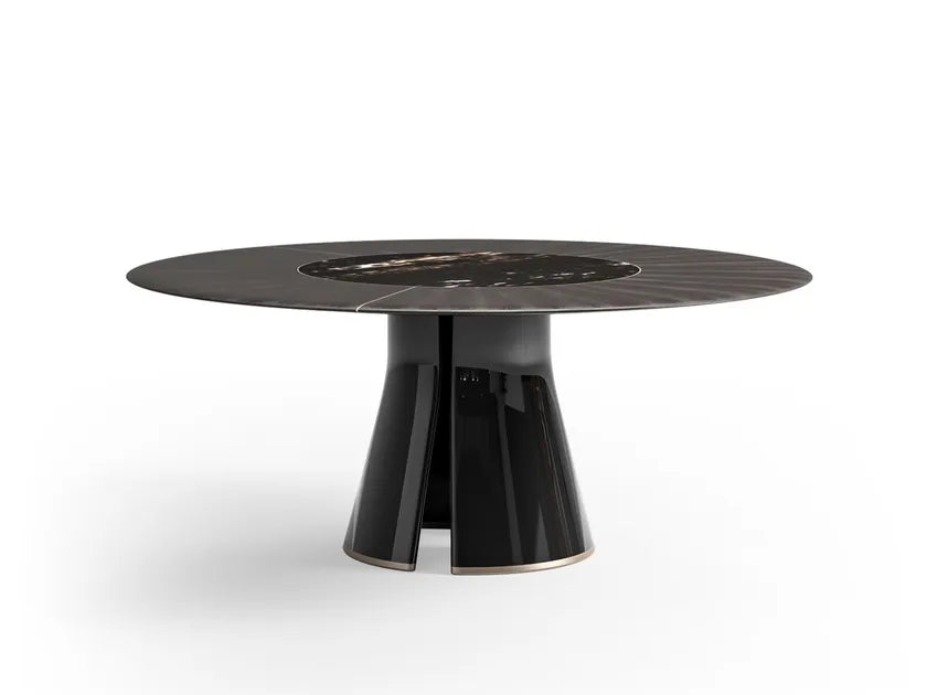 Talos R Round Dining Table with Marble Lazy Susan by CPRN Homood | Casa Design Group