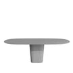 Tao Oval Outdoor Dining Table by Tribù with sculptural pedestals and refined concrete top | Casa Design Group