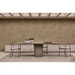 Tao Oval Outdoor Dining Table by Tribù with sculptural pedestals and refined concrete top | Casa Design Group
