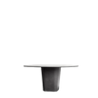 Tao Round Outdoor Dining Table by Tribù with sculptural pedestals and refined concrete top | Casa Design Group.