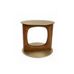 Tenco floor sample side table by Porada with Canaletta walnut base and brushed champagne metal top | Casa Design Group