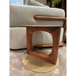 Tenco floor sample side table by Porada with Canaletta walnut base and brushed champagne metal top | Casa Design Group
