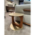 Tenco floor sample side table by Porada with Canaletta walnut base and brushed champagne metal top | Casa Design Group